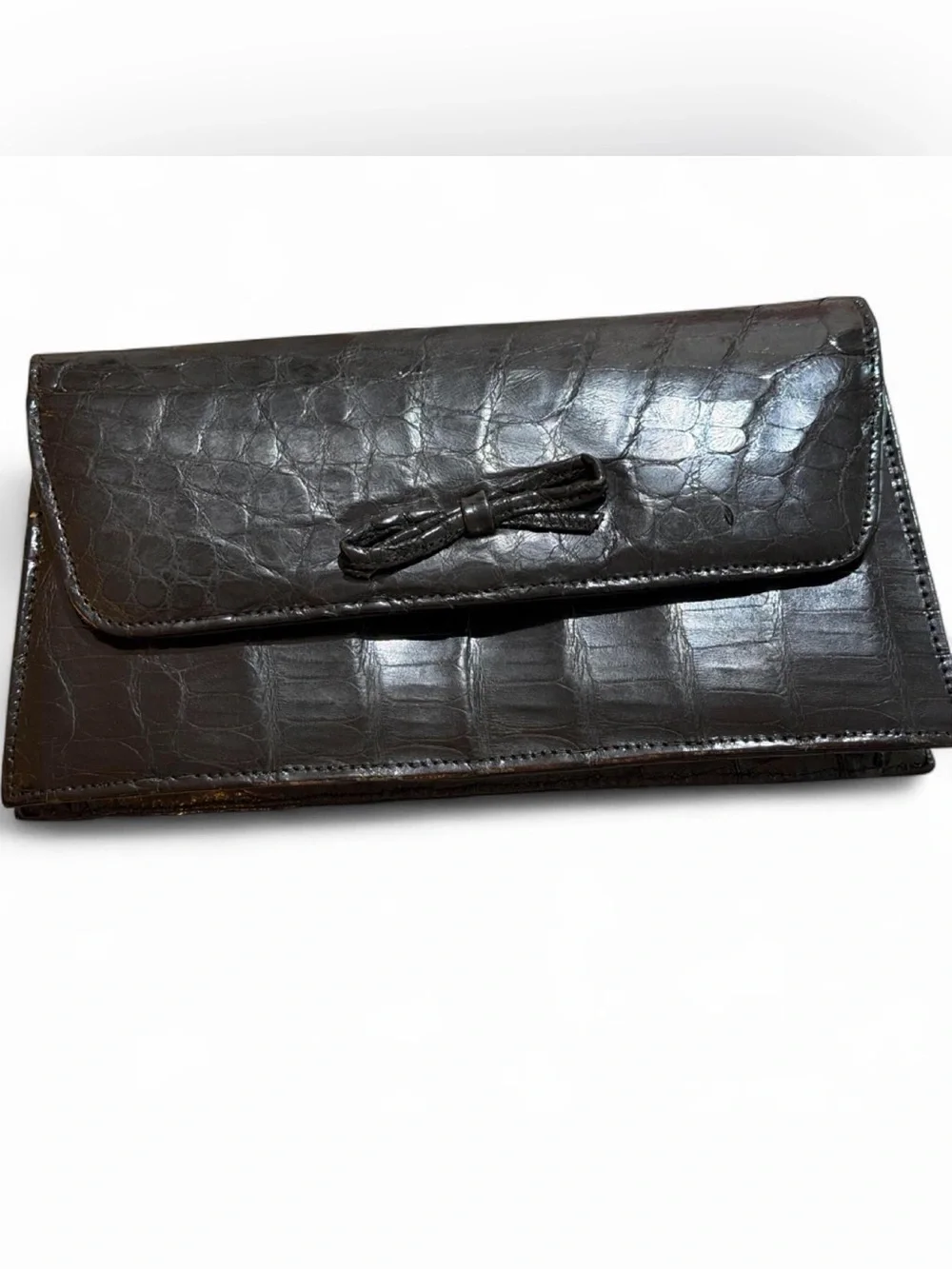 Black De Pinna Crocodile Leather Clutch - Classic Women’s Evening Bag
